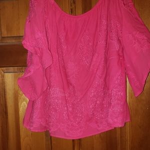 Lane Bryant Off the Shoulder Fushia Top